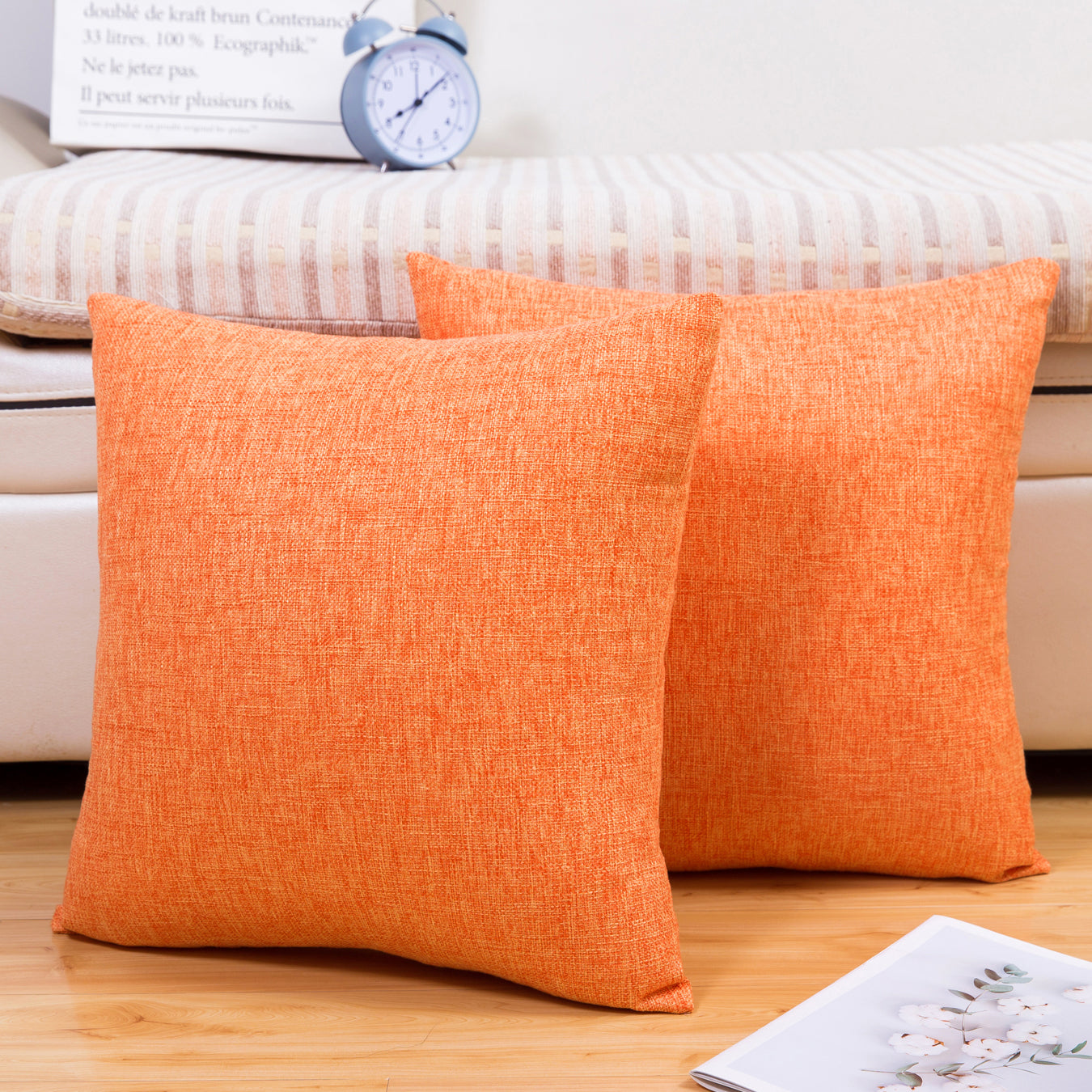 Jepeak Set of 2 Comfy Throw Pillow Covers Farmhouse Linen Cushion